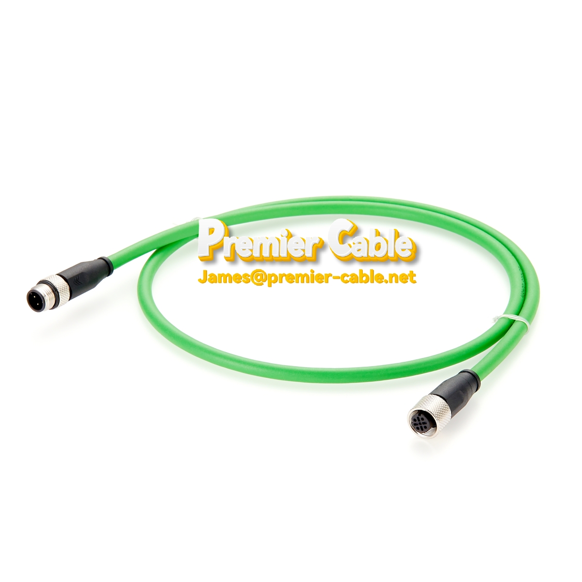 M12 4 Position D-Coded Male to Female Extension Cable 